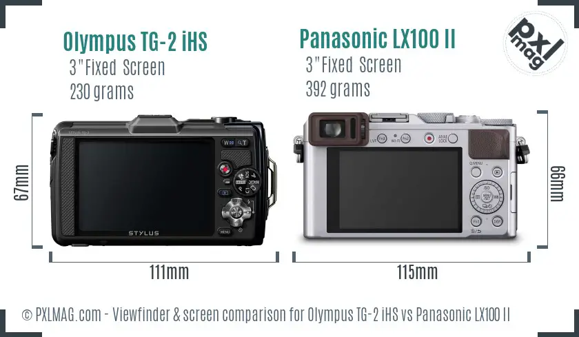 Olympus TG-2 iHS vs Panasonic LX100 II Screen and Viewfinder comparison