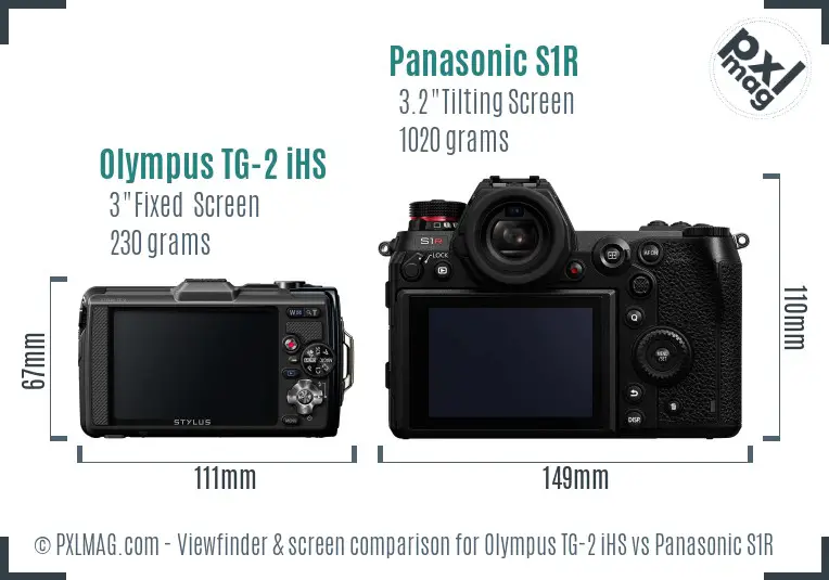 Olympus TG-2 iHS vs Panasonic S1R Screen and Viewfinder comparison