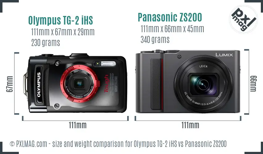 Olympus TG-2 iHS vs Panasonic ZS200 size comparison