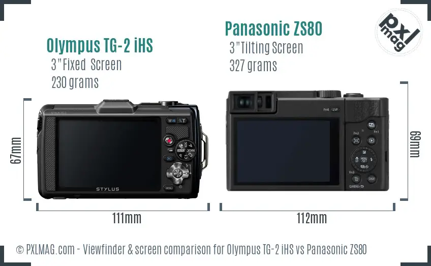 Olympus TG-2 iHS vs Panasonic ZS80 Screen and Viewfinder comparison