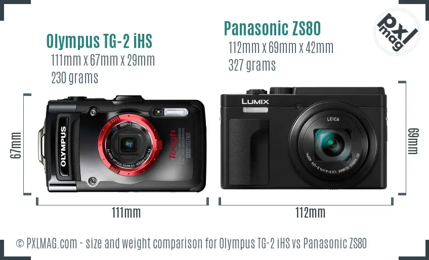 Olympus TG-2 iHS vs Panasonic ZS80 size comparison