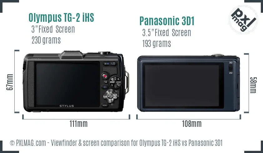 Olympus TG-2 iHS vs Panasonic 3D1 Screen and Viewfinder comparison