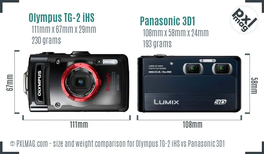 Olympus TG-2 iHS vs Panasonic 3D1 size comparison