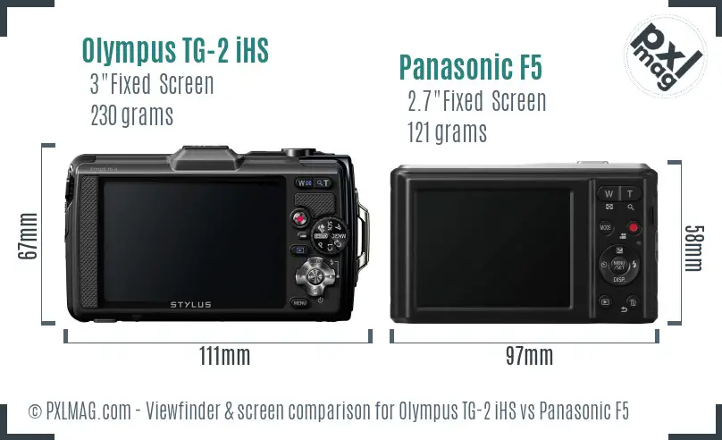 Olympus TG-2 iHS vs Panasonic F5 Screen and Viewfinder comparison