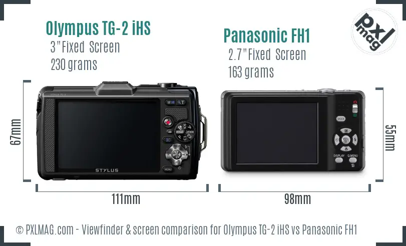 Olympus TG-2 iHS vs Panasonic FH1 Screen and Viewfinder comparison