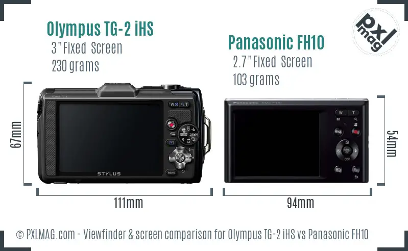 Olympus TG-2 iHS vs Panasonic FH10 Screen and Viewfinder comparison