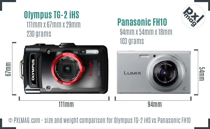 Olympus TG-2 iHS vs Panasonic FH10 size comparison