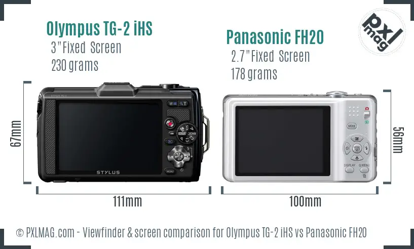 Olympus TG-2 iHS vs Panasonic FH20 Screen and Viewfinder comparison