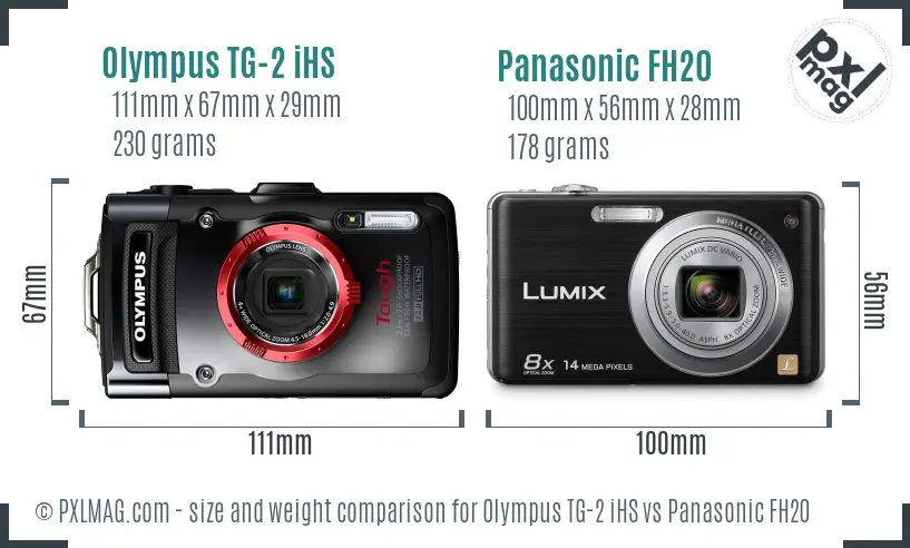 Olympus TG-2 iHS vs Panasonic FH20 size comparison