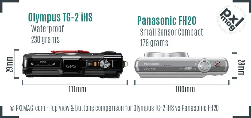 Olympus TG-2 iHS vs Panasonic FH20 top view buttons comparison