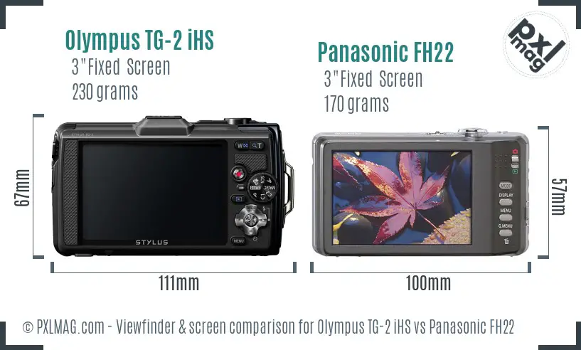 Olympus TG-2 iHS vs Panasonic FH22 Screen and Viewfinder comparison