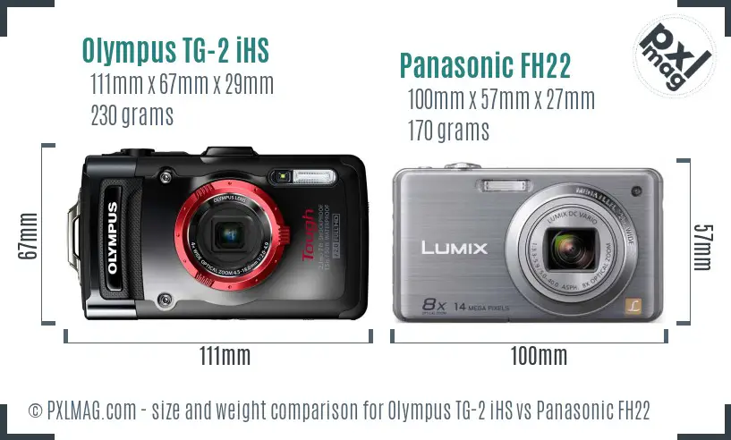 Olympus TG-2 iHS vs Panasonic FH22 size comparison