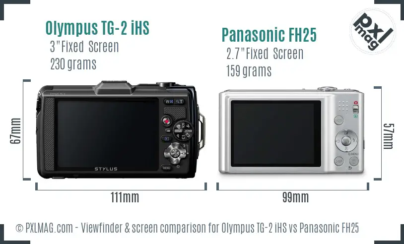 Olympus TG-2 iHS vs Panasonic FH25 Screen and Viewfinder comparison