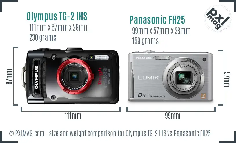 Olympus TG-2 iHS vs Panasonic FH25 size comparison