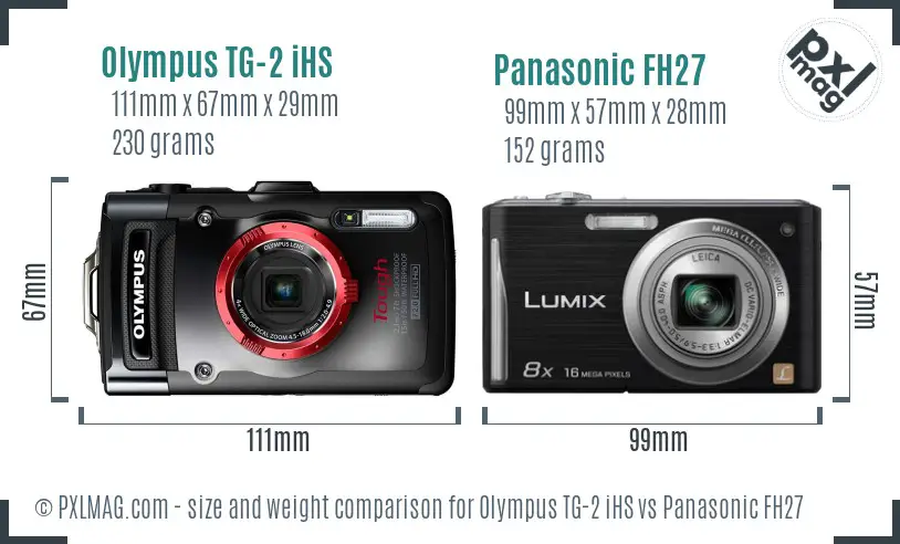 Olympus TG-2 iHS vs Panasonic FH27 size comparison