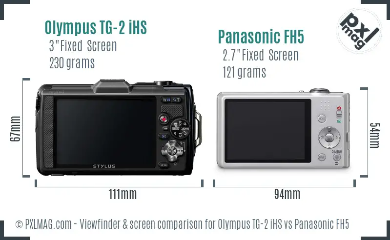 Olympus TG-2 iHS vs Panasonic FH5 Screen and Viewfinder comparison