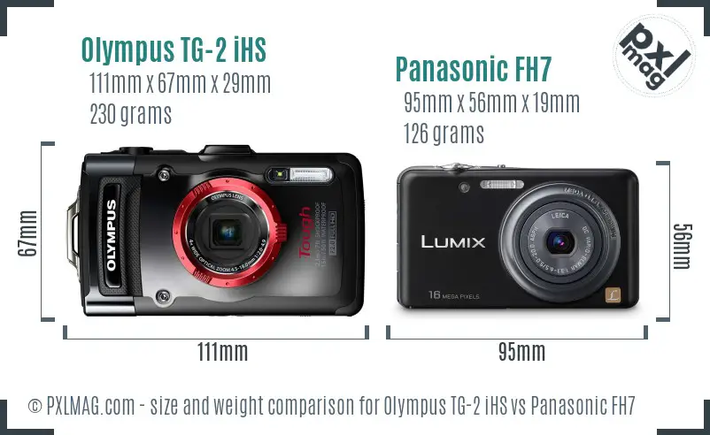 Olympus TG-2 iHS vs Panasonic FH7 size comparison
