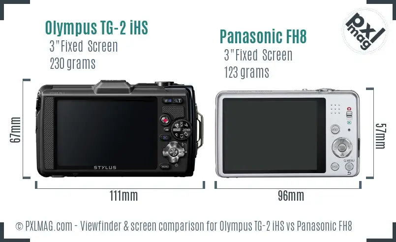 Olympus TG-2 iHS vs Panasonic FH8 Screen and Viewfinder comparison