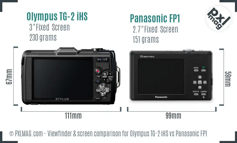 Olympus TG-2 iHS vs Panasonic FP1 Screen and Viewfinder comparison