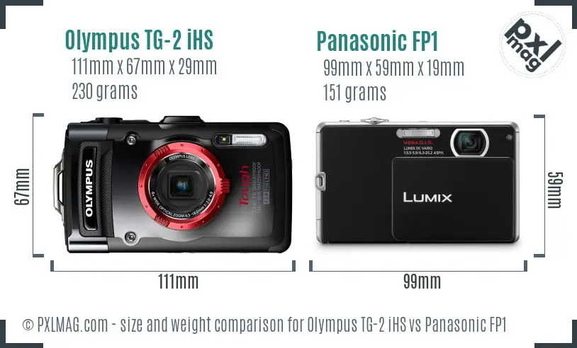 Olympus TG-2 iHS vs Panasonic FP1 size comparison
