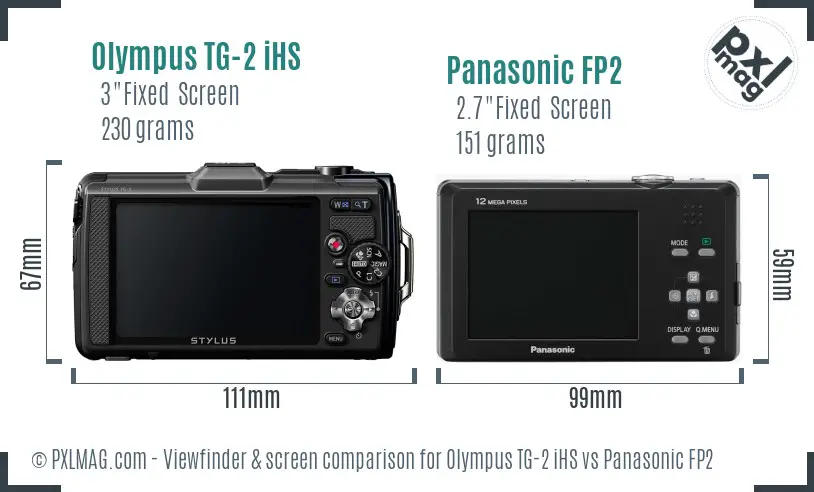 Olympus TG-2 iHS vs Panasonic FP2 Screen and Viewfinder comparison