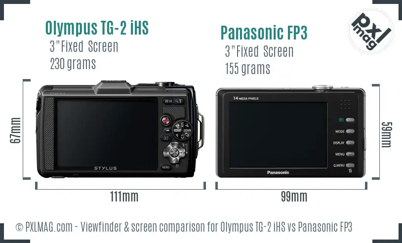 Olympus TG-2 iHS vs Panasonic FP3 Screen and Viewfinder comparison