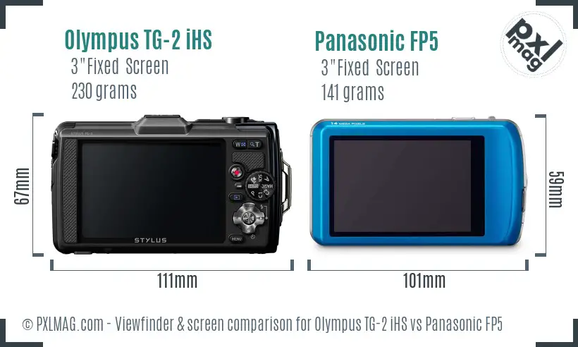 Olympus TG-2 iHS vs Panasonic FP5 Screen and Viewfinder comparison