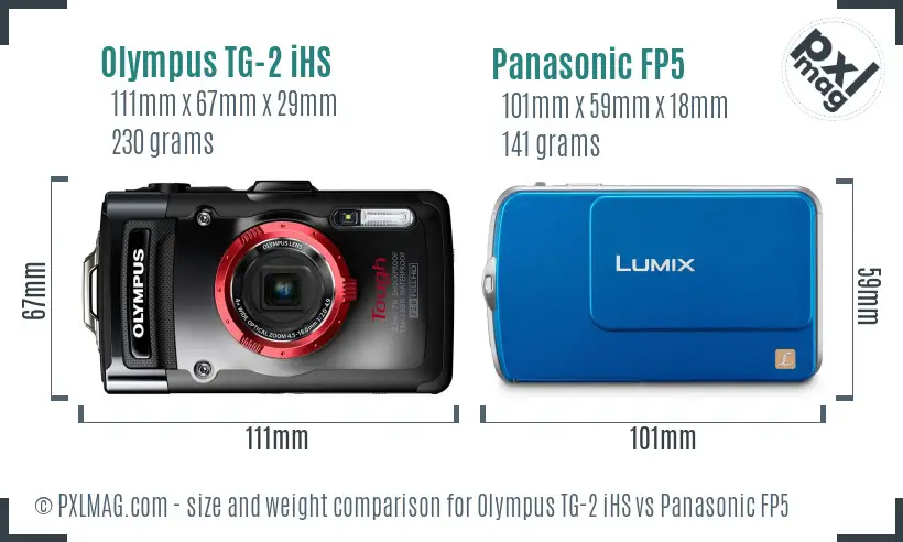 Olympus TG-2 iHS vs Panasonic FP5 size comparison
