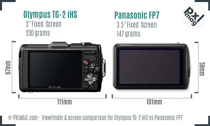 Olympus TG-2 iHS vs Panasonic FP7 Screen and Viewfinder comparison