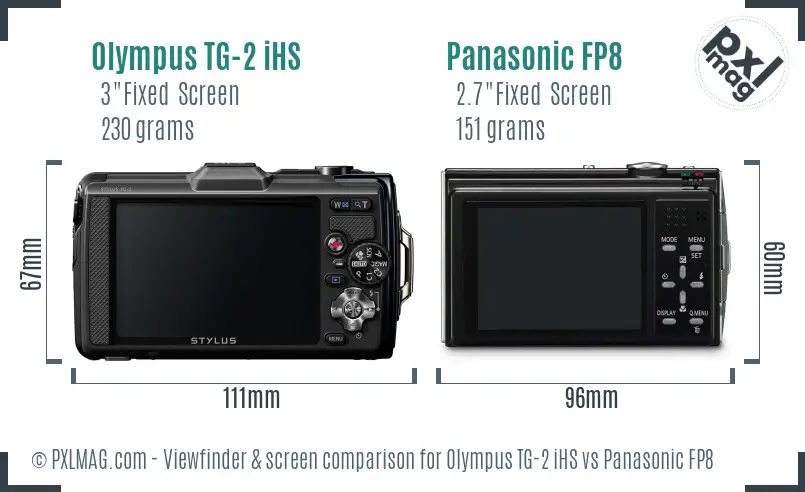 Olympus TG-2 iHS vs Panasonic FP8 Screen and Viewfinder comparison
