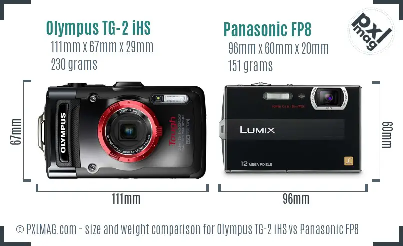 Olympus TG-2 iHS vs Panasonic FP8 size comparison