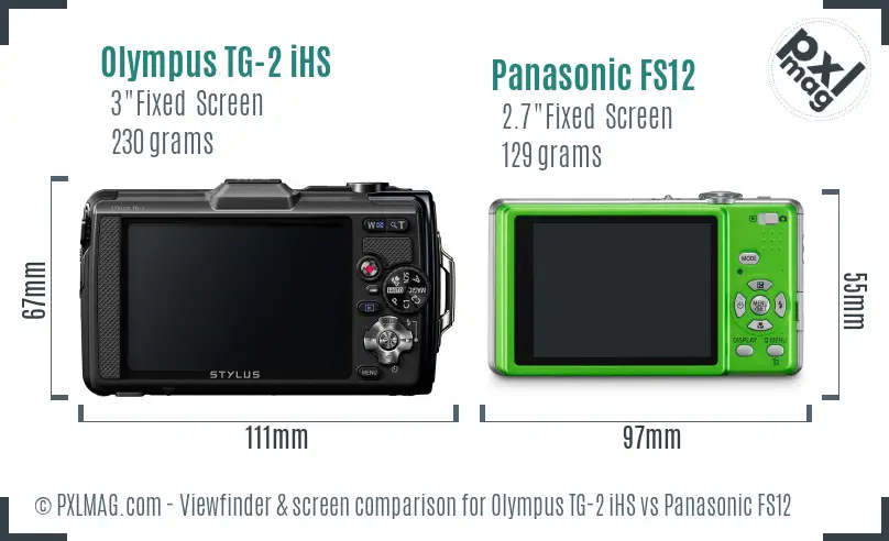 Olympus TG-2 iHS vs Panasonic FS12 Screen and Viewfinder comparison