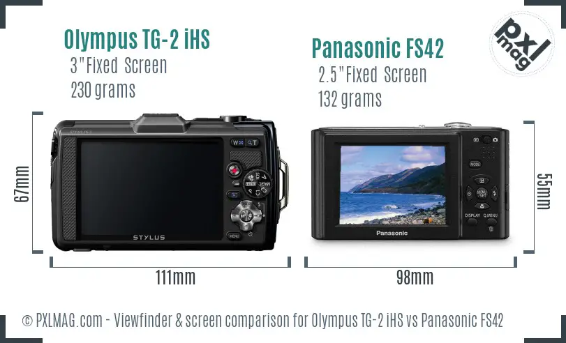 Olympus TG-2 iHS vs Panasonic FS42 Screen and Viewfinder comparison