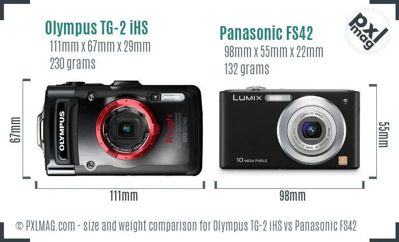 Olympus TG-2 iHS vs Panasonic FS42 size comparison