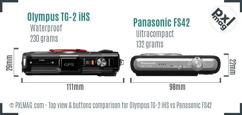 Olympus TG-2 iHS vs Panasonic FS42 top view buttons comparison