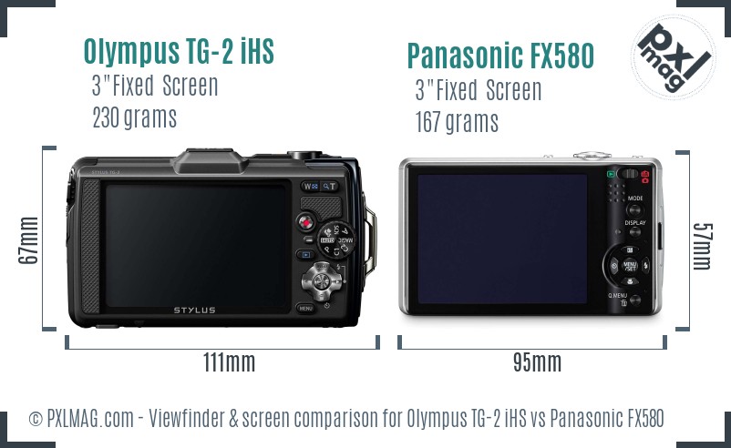 Olympus TG-2 iHS vs Panasonic FX580 Screen and Viewfinder comparison