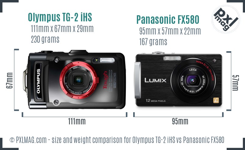Olympus TG-2 iHS vs Panasonic FX580 size comparison