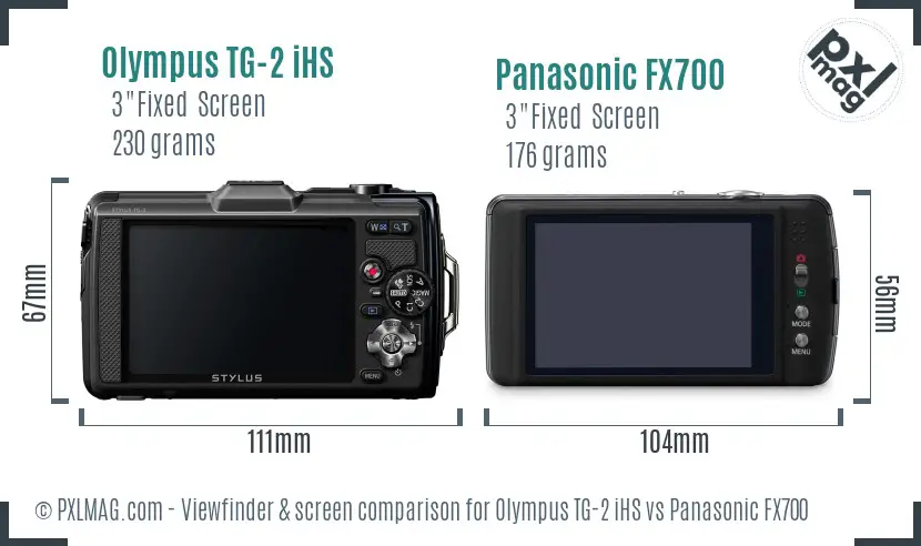 Olympus TG-2 iHS vs Panasonic FX700 Screen and Viewfinder comparison