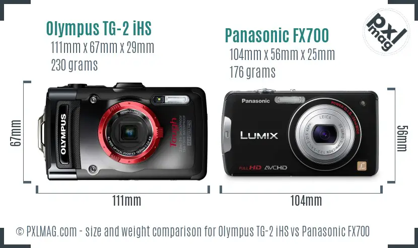 Olympus TG-2 iHS vs Panasonic FX700 size comparison