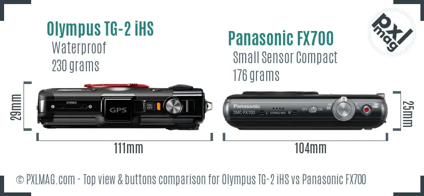 Olympus TG-2 iHS vs Panasonic FX700 top view buttons comparison