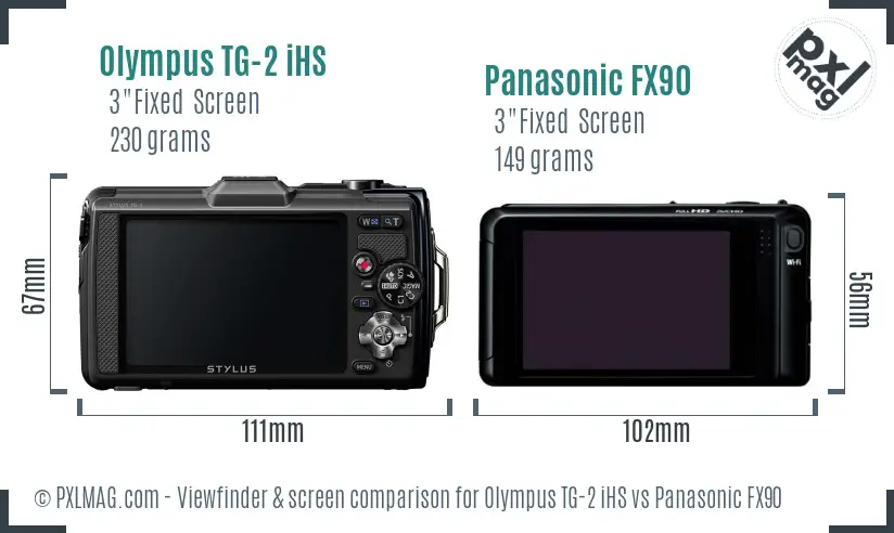 Olympus TG-2 iHS vs Panasonic FX90 Screen and Viewfinder comparison