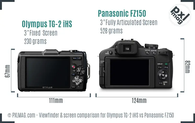 Olympus TG-2 iHS vs Panasonic FZ150 Screen and Viewfinder comparison Olympus TG-2 iHS vs Panasonic FZ150 Screen and Viewfinder comparison