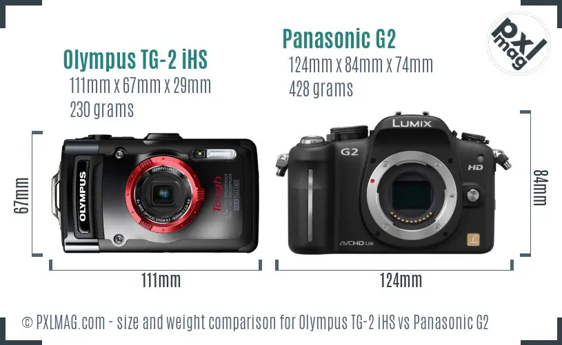 Olympus TG-2 iHS vs Panasonic G2 size comparison