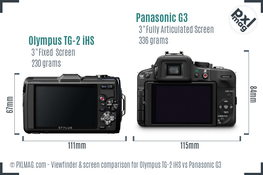 Olympus TG-2 iHS vs Panasonic G3 Screen and Viewfinder comparison