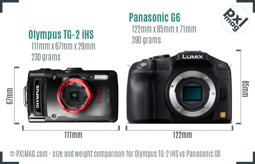 Olympus TG-2 iHS vs Panasonic G6 size comparison Olympus TG-2 iHS vs Panasonic G6 size comparison