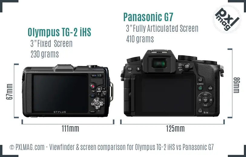 Olympus TG-2 iHS vs Panasonic G7 Screen and Viewfinder comparison