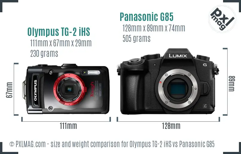 Olympus TG-2 iHS vs Panasonic G85 size comparison Olympus TG-2 iHS vs Panasonic G85 size comparison