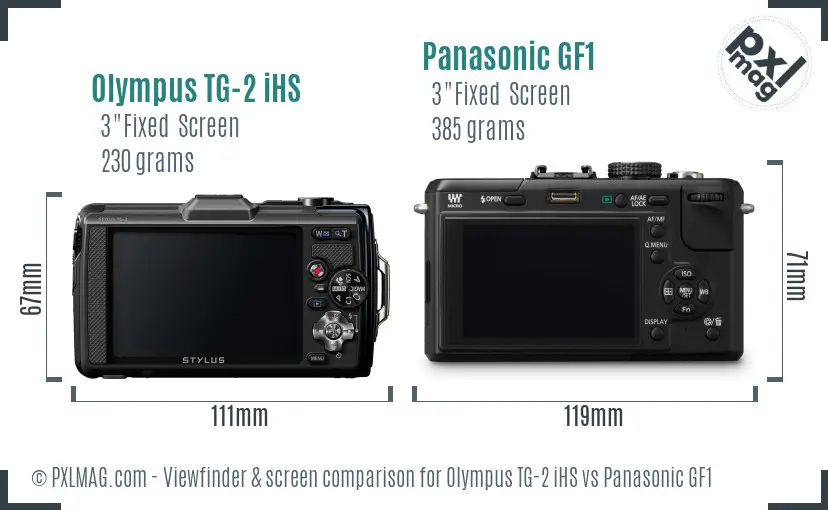 Olympus TG-2 iHS vs Panasonic GF1 Screen and Viewfinder comparison