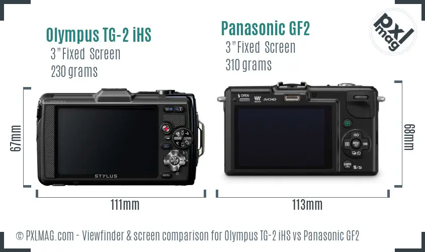 Olympus TG-2 iHS vs Panasonic GF2 Screen and Viewfinder comparison