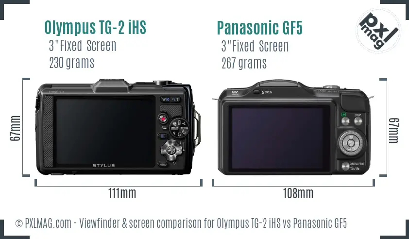Olympus TG-2 iHS vs Panasonic GF5 Screen and Viewfinder comparison
